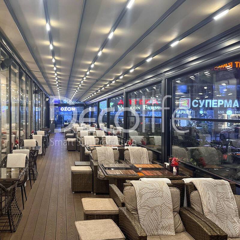 Decolife Solo Basic Pergola + W500 Guillotine Glazing - 