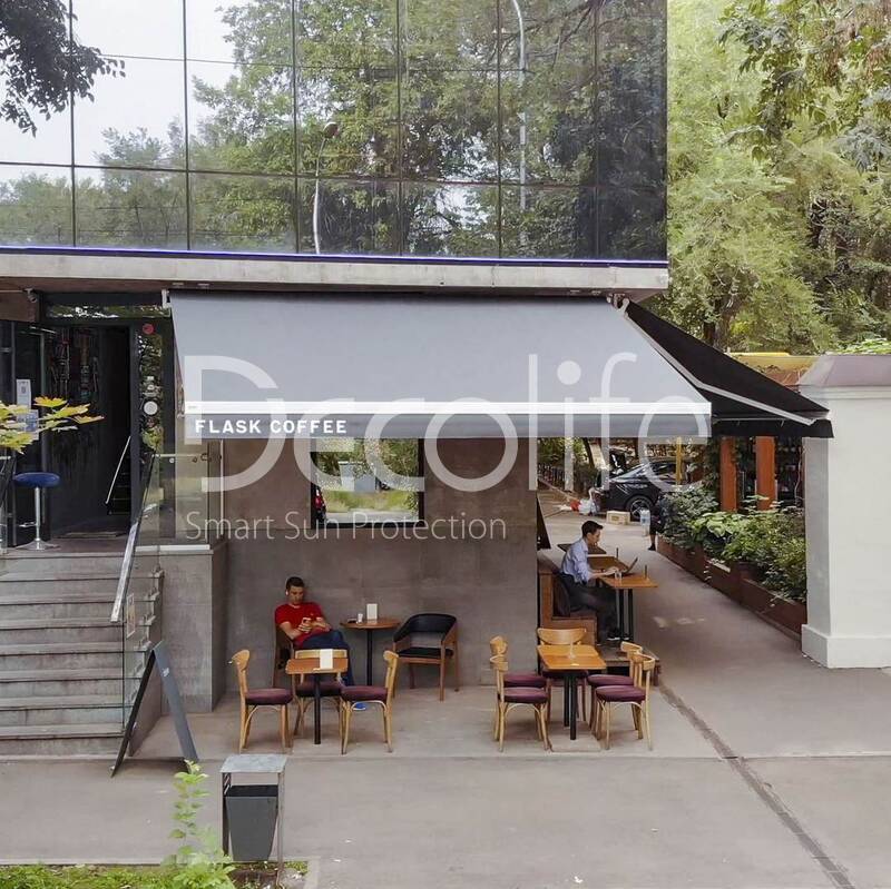 Terrace open awnings Decolife G200 with flexo printing, implemented by partner ''TENT VERTEX'' - 