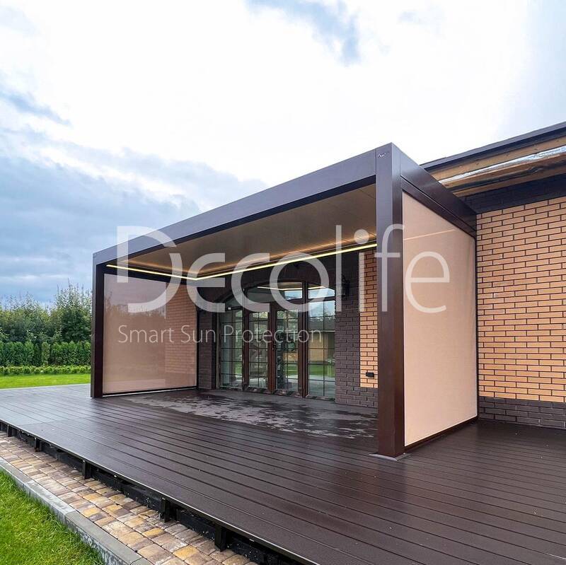 Bioclimatic pergola Decolife B500-25P + Zip 100 vertical system - 