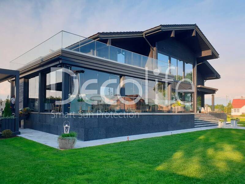 Pergola Decolife B600 PIR, glazing S200, glass railing B50 - 