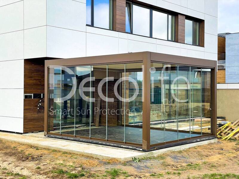 Pergola bioclimatic Decolife B500-20P + Sliding glazing S100 - 