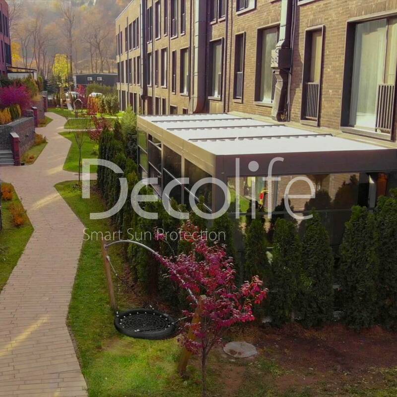 Pergola Decolife B600 PIR + Lifting glazing W700 with thermal break (warm series), implemented by partner ''TENT VERTEX'' - 