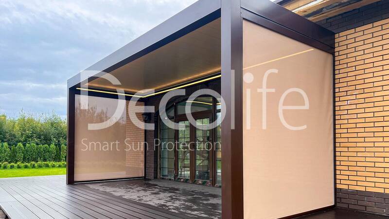 Bioclimatic pergola Decolife B500-25P + Zip 100 vertical system - 