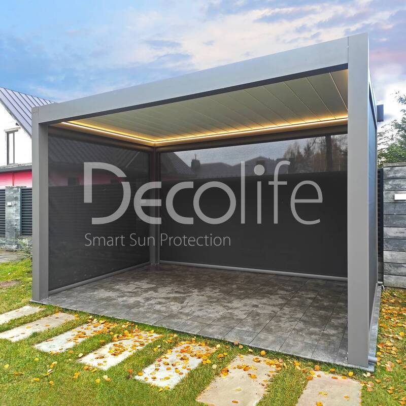 Pergola Decolife B700-25C and vertical systems Zip 130 - 