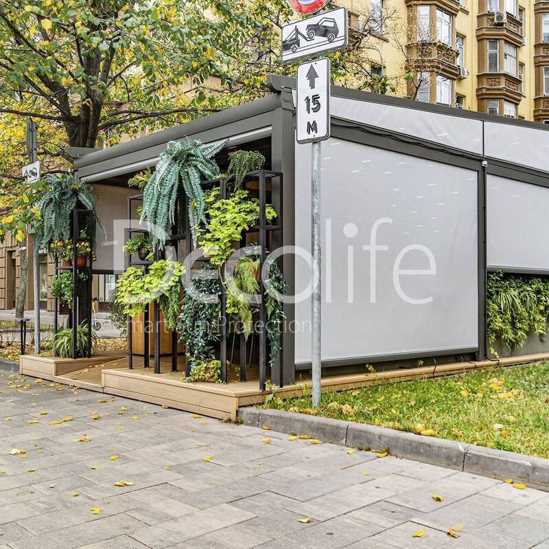 Awning pergolas Decolife Project Light + Vertical system Zip 130 - 