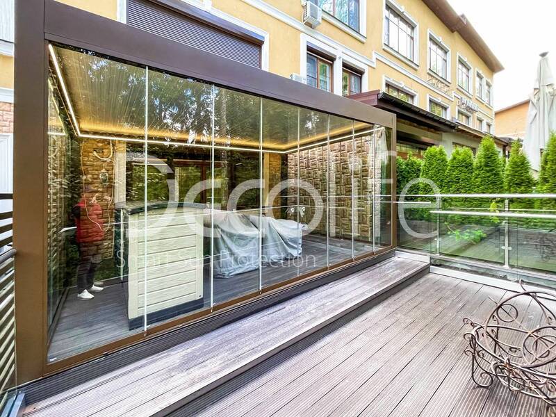 Pergola Decolife B600 PIR + Glazing S100 + Glass railing B50 - 