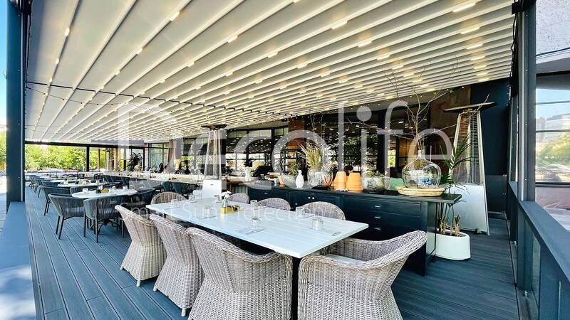 Awning pergola Decolife Basic&Pro New + High pressure fog cooling system - 
