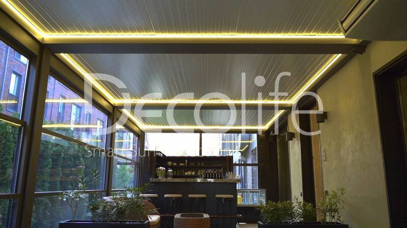 Pergola Decolife B600 PIR + Lifting glazing W700 with thermal break (warm series), implemented by partner ''TENT VERTEX'' - 