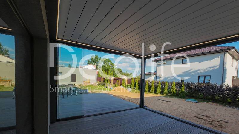 Pergola Decolife B700-20S + Sliding frameless glazing S100 - 