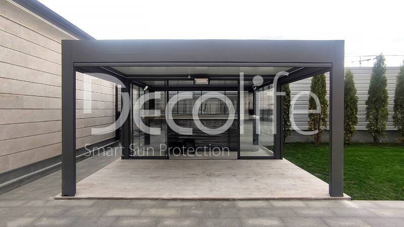 Pergola Decolife B600 PIR + Sliding glazing S500 + Vertical system Zip 130 - 