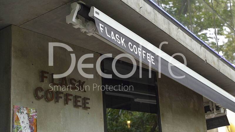 Terrace open awnings Decolife G200 with flexo printing, implemented by partner ''TENT VERTEX'' - 