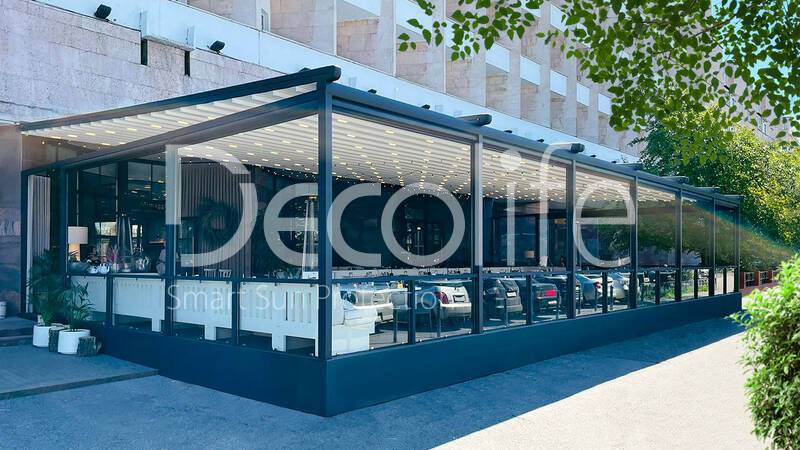 Awning pergola Decolife Basic&Pro New + High pressure fog cooling system - 