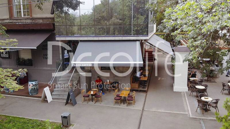 Terrace open awnings Decolife G200 with flexo printing, implemented by partner ''TENT VERTEX'' - 