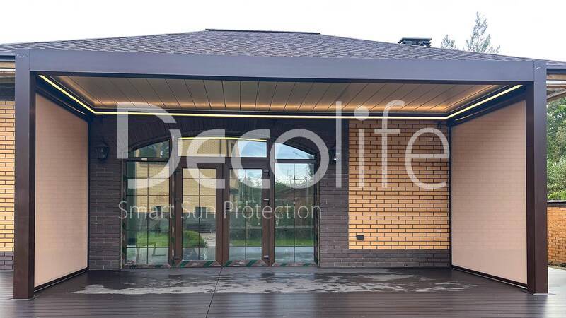 Bioclimatic pergola Decolife B500-25P + Zip 100 vertical system - 