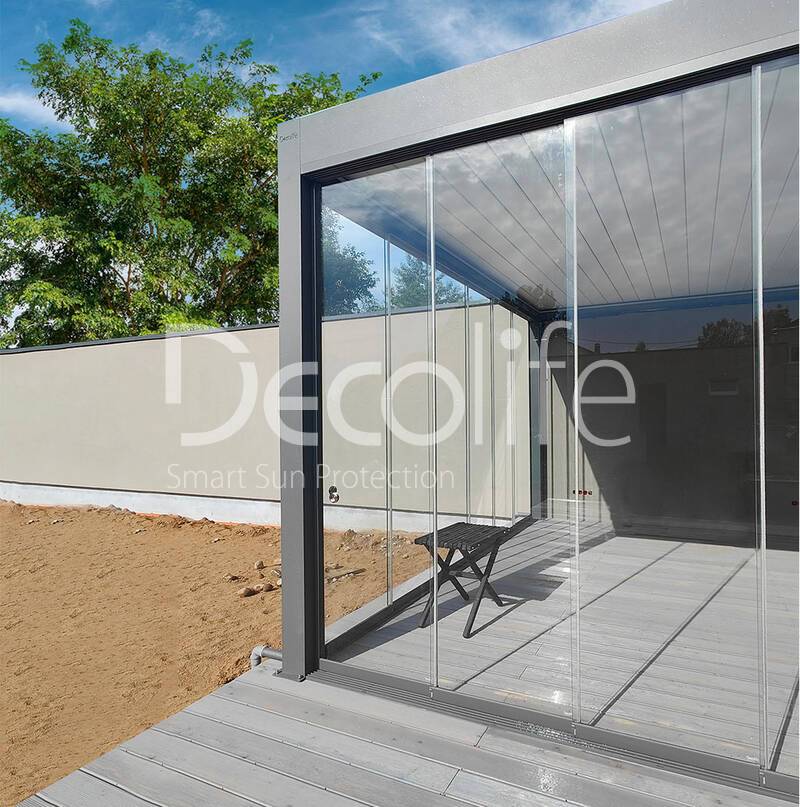 Pergola Decolife B700-20S + Sliding frameless glazing S100 - 