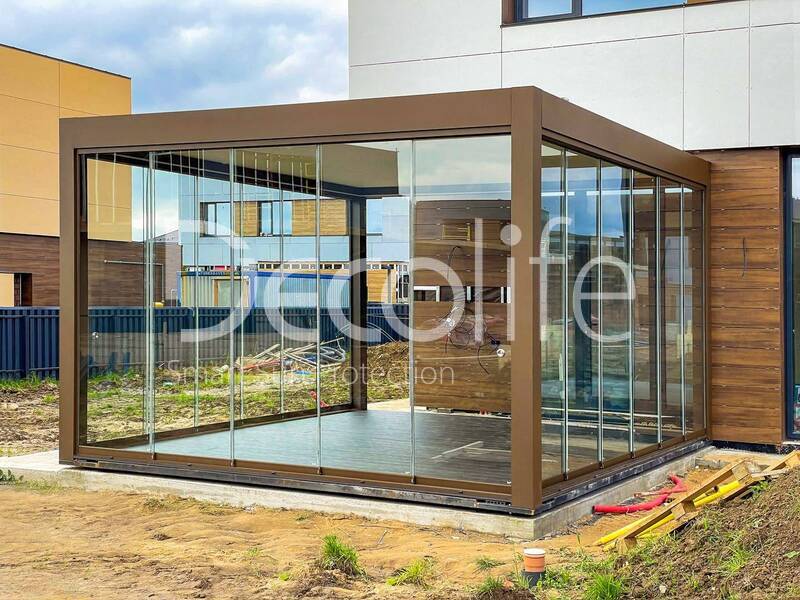 Pergola bioclimatic Decolife B500-20P + Sliding glazing S100 - 