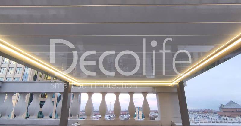 Bioclimatic pergola Decolife И700-25С with sliding slats - 