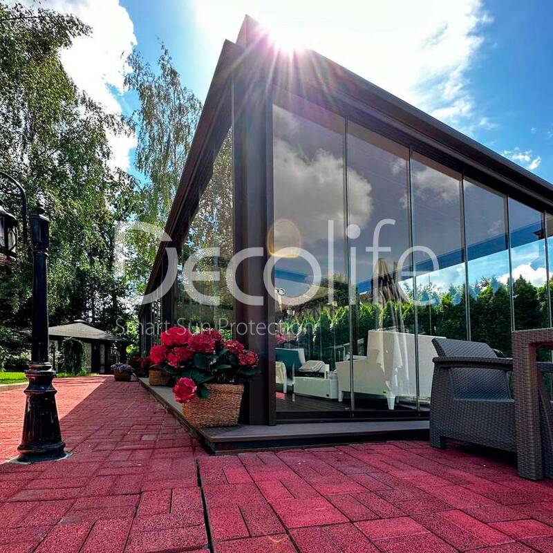 Pergola Bioclimatic Decolife B500-25P + Sliding glazing S100 + Vertical system Zip 130 - 