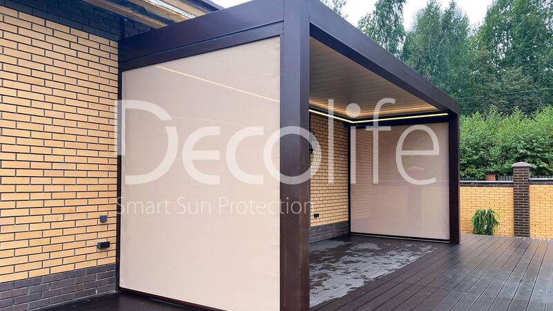 Bioclimatic pergola Decolife B500-25P + Zip 100 vertical system - 