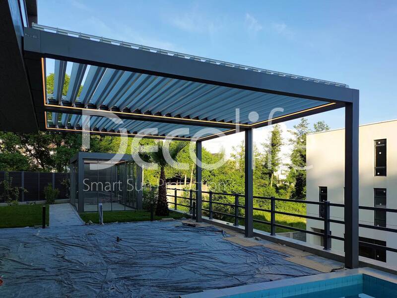 Pergolas Decolife B400-25P, B600 PIR + Sliding glazing S200 - 