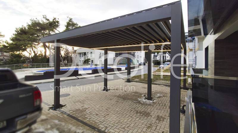Pergola Decolife B400-25P Bioclimatic with cantilever overhang - 