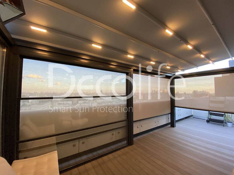 Pergola awning Decolife Basic&Pro New + Guliotine glazing W500 + Vertical system Zip 100 - implemented by partner ''Lux Terras'' - 