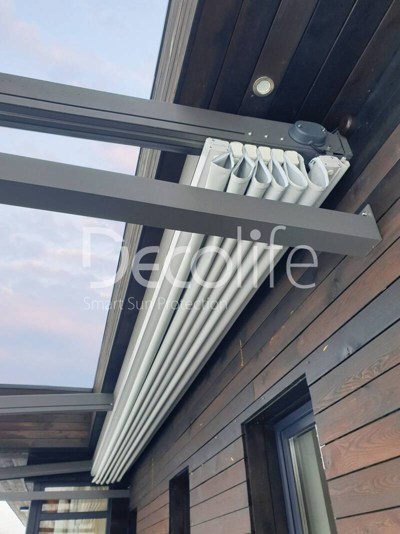Wall tent pergola Decolife Project Light + LED lighting + Vertical system Zip 100 - 