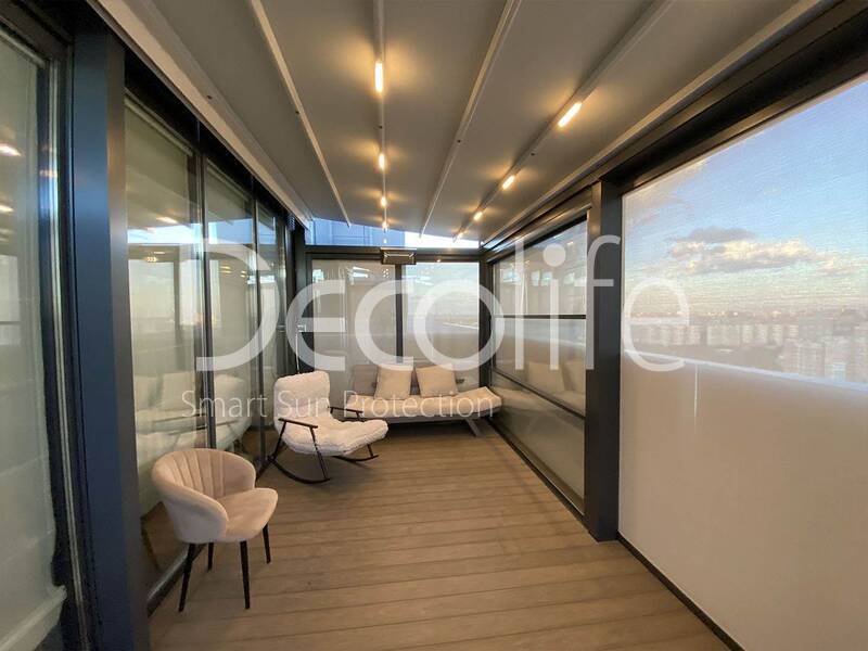 Pergola awning Decolife Basic&Pro New + Guliotine glazing W500 + Vertical system Zip 100 - implemented by partner ''Lux Terras'' - 