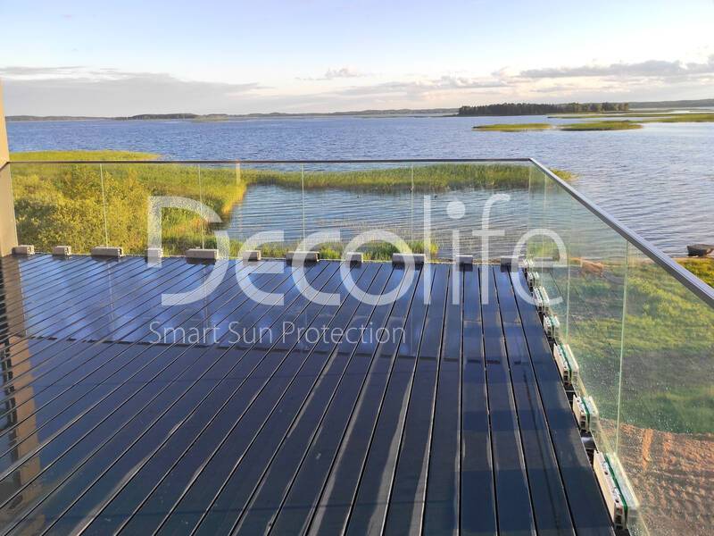 Pergola Decolife Bioclimatic B500-25P + Guillotine W500 and Sliding S150  glazing + Glass railing B50 - 