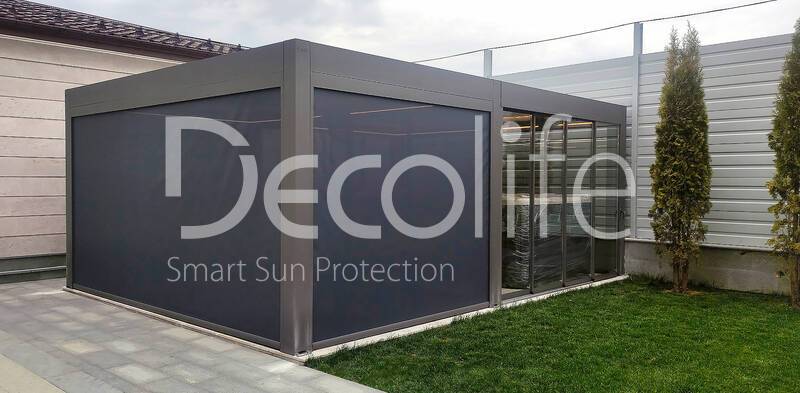 Pergola Decolife B600 PIR + Sliding glazing S500 + Vertical system Zip 130 - 