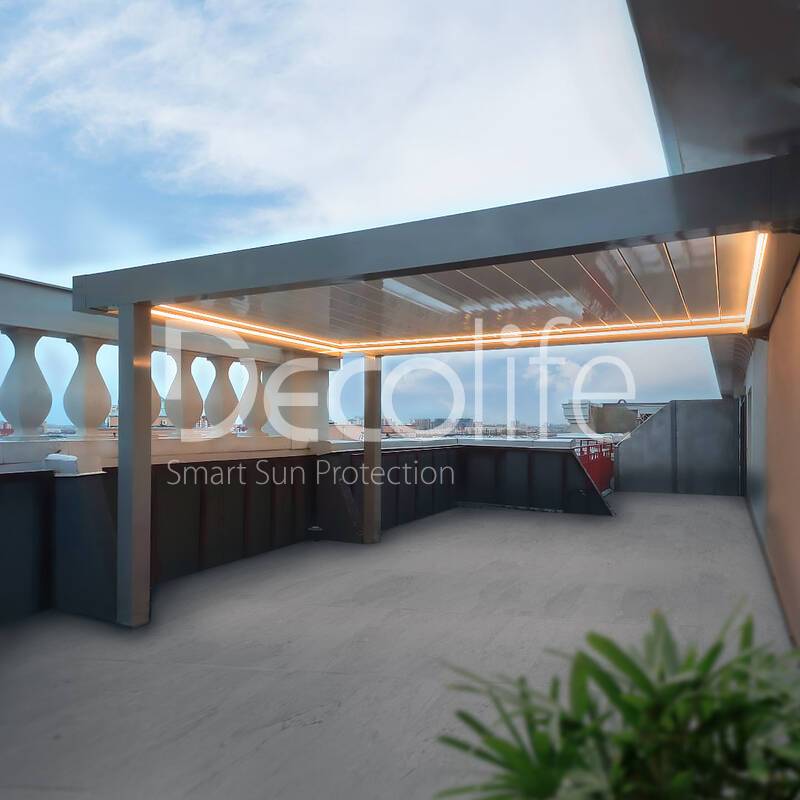 Bioclimatic pergola Decolife И700-25С with sliding slats - 