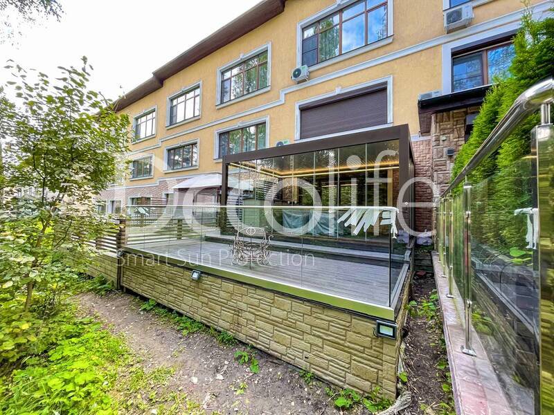 Pergola Decolife B600 PIR + Glazing S100 + Glass railing B50 - 