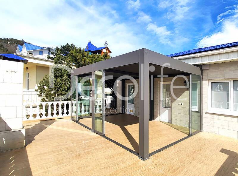 Bioclimatic pergola Decolife B500-25P + Sliding glazing S100 - 