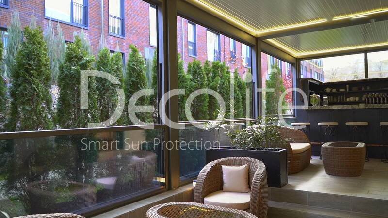 Pergola Decolife B600 PIR + Lifting glazing W700 with thermal break (warm series), implemented by partner ''TENT VERTEX'' - 