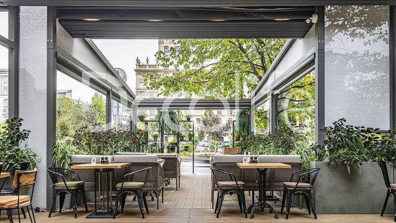 Awning pergolas Decolife Project Light + Vertical system Zip 130 - 