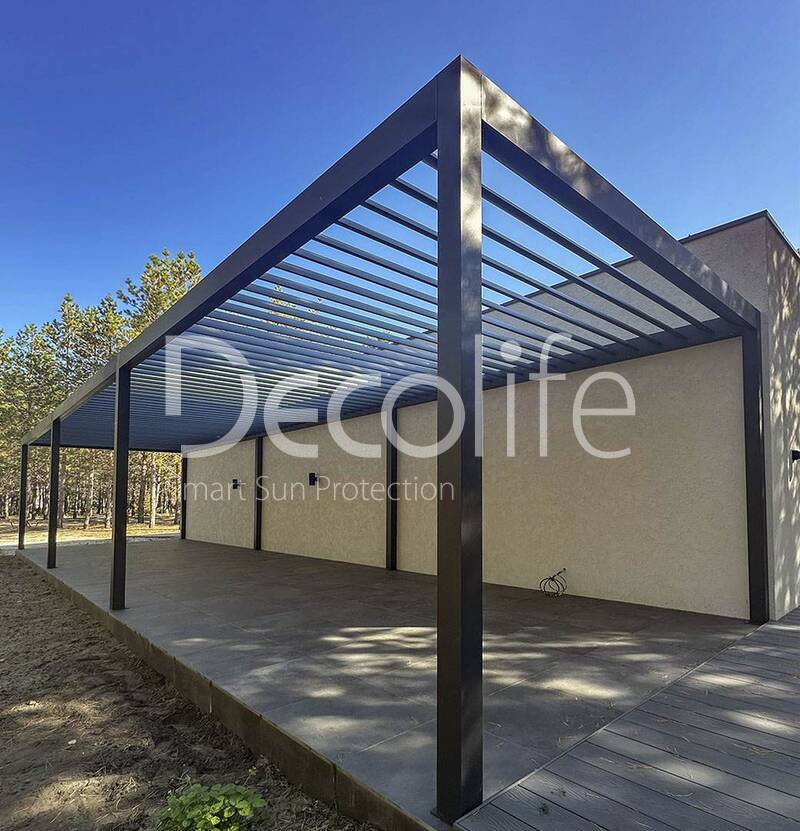 Pergola Decolife with static lamellas B200 MAF + Bioclimatic B500-20P, the object was implemented by partner ''Territoriya komforta'' - 