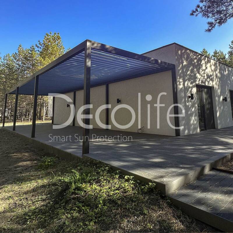 Pergola Decolife with static lamellas B200 MAF + Bioclimatic B500-20P, the object was implemented by partner ''Territoriya komforta'' - 